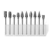 Juego de fresas rotativas de carburo de tungsteno de 10 piezas, accesorios for herramientas rotativas, brocas for amoladora con vástago de 3 mm for carpintería, tallado, pulido de metales y perforació