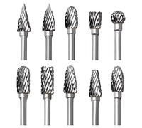 Juego de fresas rotativas de carburo de tungsteno para dremel, 10 piezas de vástago de 1/8" para tallado de bricolaje madera, pulido de metales, grabado, taladrado