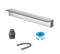 Juego de fuente de acero inoxidable para piscina montada en la pared, 30 cm, para decoración de flujo de agua de jardín, patio y patio trasero, ancho ajustable de 16 a 59 pulgadas, elegante acabado