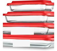 Juego de Fuentes de Vidrio for Hornear de 8 Piezas con Tapa: 4 Bandejas de Horno Rectangulares for Lasaña, Carnes, Postres Lavavajillas