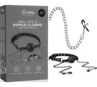 Juego de fuerza bondage mordida con pinzas apriete pezones mordaza bola abraz...