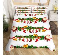 Juego de Funda de edred de Navidad para NIS Juego de Ropa de Cama de Pap?Noel para NIS y NIS Calcetines de Campana de Navidad Juego de Funda de edred de Microfibra de a Nuevo Funda de Colcha para do
