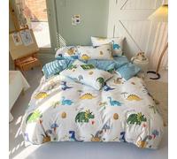 Juego de funda de edredón 100% algodón, tamaño individual, juego de funda de edredón con estampado de dinosaurios de animales lindos para todas las estaciones, 135x200 cm
