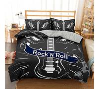 Juego De Funda De Edredón , 2/3 Piezas Funda Nórdica Cama 80/90/105/135/150 Guitarra Música de Rock Eléctrica Música Esqueleto Adolescentes Adultos Juego de Cama (Guitar 4,Cama 105 200 x 200 cm)