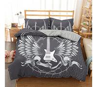 Juego De Funda De Edredón , 2/3 Piezas Funda Nórdica Cama 80/90/105/135/150 Guitarra Música de Rock Eléctrica Música Esqueleto Adolescentes Adultos Juego de Cama (Guitar 2,Cama 135/150 220x240cm)