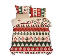 Juego De Funda De Edredón ,2/3 Piezas Funda Nórdica Cama 80/90/105/135/150 Navidad Copo de Nieve Patrón de árbol de Navidad Papá Noel Ciervo Animal Juego de Cama (gift 1,Cama 80/90-155 x 220 cm)