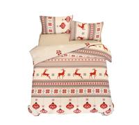 Stillshine. Juego De Funda De Edredón, 2/3 Piezas Funda Nórdica Cama 80/90/105/135/150 Copo de Nieve Patrón de árbol de Navidad Papá Noel Ciervo Animal Juego de Cama (gift 5, Cama 135/150 220x240cm)