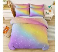 Juego de Funda de edredón Cama 135/150-220 x 240 cm, cálido y Acogedor Colorful Funda Nordica, Ropa de Cama Reversible con Estampado Magia Degradado Estrellas con Cremallera