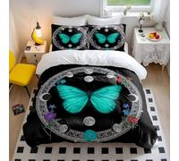 Juego de funda de edredón con diseño de mariposa mística y fase lunar, juego de ropa de cama de microfibra suave para decoración de dormitorio, regalos de arte de fantasía para mujeres (estilo 1