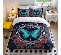Juego de funda de edredón con diseño de mariposa mística y fase lunar, juego de ropa de cama de microfibra suave para decoración de dormitorio, regalos de arte de fantasía para mujeres (estilo 3