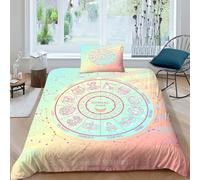 Juego de funda de edredón con diseño de rueda de astrología mágica de brujería en 3D, juego de ropa de cama de microfibra suave con funda de edredón y funda de almohada impresas, 2 piezas, cierre de
