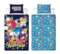 Juego de Funda de edredón con Licencia Oficial de Sonic The Hedgehog Gaming Gaming | Ropa de Cama Reversible de 2 Caras con Colas y Nudillos, Incluye Funda de Almohada a Juego