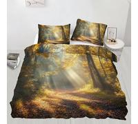 Juego de funda de edredón con estampado de bosque soleado con paisaje natural, para todas las estaciones, para dormitorio, tamaño King