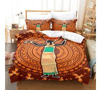 Juego de funda de edredón con estampado del antiguo Egipto, símbolos egipcios, estilo vintage, pirámide de faraón dorado, rituales, patrones sacrificiales de residentes tribales, juego de edredón