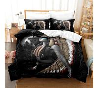 Juego de funda de edredón con estampado del antiguo Egipto, símbolos egipcios, estilo vintage, pirámide de faraón dorado, rituales, patrones sacrificiales de residentes tribales, juego de edredón