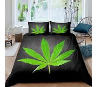 Juego de Funda de edredón con Hojas de Marihuana, niñas,de Hojas de Marihuana, Funda de edredón botánica de de habitación Natural, 3 Piezas, Cremallera