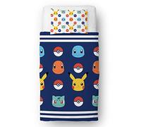 Pokemon Juego de Funda de edredón con Licencia Oficial, Juego de Cama Reversible de 2 Caras con Funda de Almohada a Juego, Juego de Cama Individual de Character World Brands
