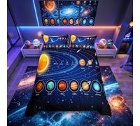 Juego de Funda de edredón con Sistema Solar,de Galaxia, Espacio Exterior, Juego de Cama niñas, Universo, Planetas, Funda de edredón de astronomía, colección de 3 Piezas,