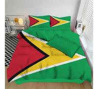 Juego de Funda de Edredón Cultura Nacional Funda Nórdica Bandera De Guyana Reversible No Necesita Planchado Juego de Ropa de Cama con 2 Fundas de Almohada, 200x200cm, Verde