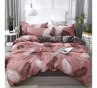 Juego de funda de edredón de 4 piezas, mezcla de algodón, ultrasuave, transpirable, estilo moderno y simple, cierre de cremallera, 1 sábana encimera, 2 fundas de almohada para dormitorio (cama de 1,8