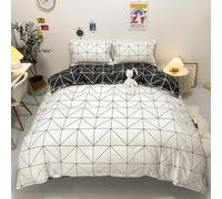 Juego de funda de edredón de 4 piezas, mezcla de algodón, ultrasuave, transpirable, estilo moderno y simple, cierre de cremallera, 1 sábana encimera, 2 fundas de almohada para dormitorio (#6, cama de