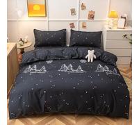 Juego de funda de edredón de 4 piezas, mezcla de algodón, ultrasuave, transpirable, estilo moderno y simple, cierre de cremallera, 1 sábana encimera, 2 fundas de almohada para dormitorio (cama de 11 m