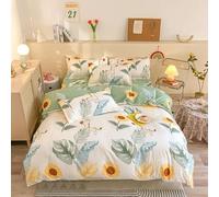 Juego de funda de edredón de 4 piezas, mezcla de algodón, ultrasuave, transpirable, estilo moderno y simple, cierre de cremallera, 1 sábana encimera, 2 fundas de almohada para dormitorio (#26, cama de