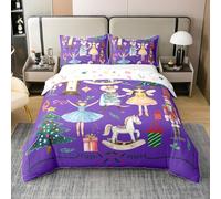 Juego de funda de edredón de algodón con diseño de princesas de ballet, diseño de princesa, ratón, Roc, Super King, árbol de Navidad, juego de cama King con dibujos animados y cascanueces