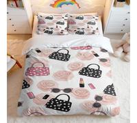 Juego de funda de edredón de oro rosa con globos geométricos, juego de ropa de cama de 3 piezas para bodas y celebraciones (02, tamaño King 240 x 220 cm + 50 x 75 cm x 2)