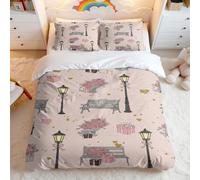 Juego de funda de edredón de oro rosa con globos geométricos, juego de ropa de cama de 3 piezas para bodas y celebraciones (04, tamaño King 240 x 220 cm + 50 x 75 cm x 2)
