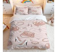 Juego de funda de edredón de oro rosa con globos geométricos, juego de ropa de cama de 3 piezas para bodas y celebraciones (03, King 240 x 220 cm + 65 x 65 cm x 2)