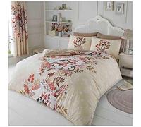 Juego de Funda de edredón Floral, Juego de Cama de Matrimonio, Fundas de edredón Estampadas, Color Crema/Natural