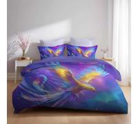 Juego de Funda de edredón Individual Microfibra Juego de Funda Edredon Juego de 3 piezas que Incluye Funda de Almohada Resistente a Los Desgarros cama 150 220 x 240 cm Morado Mágico Animal Aves