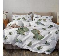 Juego De Funda De Edredón Montañas De Dinosaurios 240x220cm, 3 Piezas con 2 Fundas de Almohada, Cepillada Funda De Edredón Estilo De Ilustración De Dibujos Animados Dibujados A Mano Decor del Hogar