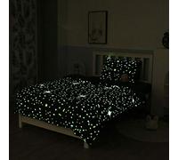 Juego de funda de edredón niños que brillan en la oscuridad,de estrellas de dibujos animados,color azul,niñas,funda de edredón infantil,de cielo estrellado cremallera,sin sábana de edredón individual