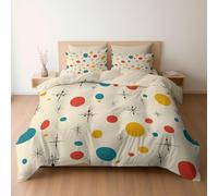 Juego de Funda de Edredón Reversible con Fundas de Almohada, Diseño Medieval Vintage Puntos Átomos 220 x 240, Tejido Transpirable, Beige, Fácil Cuidado, Lavable a Máquina (Cama 135/150)