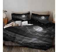 Juego de Funda de Edredón Vista Nocturna De Fantasía Funda Nórdica Cielo Estrellado del Mar Reversible No Necesita Planchado Juego de Ropa de Cama con 2 Fundas de Almohada, 240x220cm, Gris Oscuro