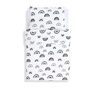 Juego de funda de edredón y funda de almohada para cuna, diseño de arco iris, ligero, transpirable y lujoso, de algodón de punto de jersey hecho para durar y diseñado para adaptarse al edredón SnüzKot