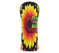 Juego de funda de golf de cuero de primera calidad impermeable con etiquetas intercambiables para conductor, Fairway Wood Hybrid It's Me Hi I'm The Bestie It's Me Groovy Girasol Tie Dye