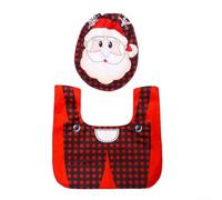 Juego de funda de inodoro de Navidad, 3 piezas de alfombra de baño de Papá Noel y cubierta de tanque con funda de caja de pañuelos, decoración de franela de felpa suave para uso familiar en el hogar