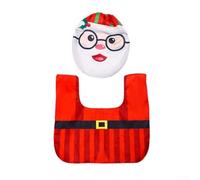 Juego de funda de inodoro y alfombra de Papá Noel para Navidad, fabricado con tela de franela no tejida, se adapta a inodoros redondos y ovalados estándar con funda de caja de pañuelos (A)