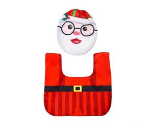 Juego de funda de inodoro y alfombra de Papá Noel para Navidad, fabricado con tela de franela no tejida, se adapta a inodoros redondos y ovalados estándar con funda de caja de pañuelos (A)