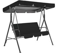 Juego de funda de repuesto para columpio de exterior, impermeable, tela Oxford 210D, para columpios de 2/3 asientos (incluye toldo, no asiento) (negro, 195 x 125 x 15 cm)