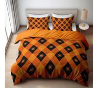 Juego de Funda Edredon 150 x 220 cm y 2 Fundas de Almohada 50 x 75 cm, Minimalismo Arte Lineal Geométrico Funda para nórdico con Cremallera - Naranja Funda nórdica de Microfibra Cepillada
