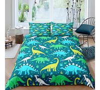 Juego de Funda, Edredón de Dinosaurio Mundo Animado T-Rex, Serie Verde Adecuado para Niños,Adolescentes,Niños,Niñas (Dinosaurio 1,Cama 105-180×220)