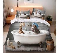 Juego de Funda Edredon Jirafa Burro 135x200 cm + 2 Fundas de Almohada 50x75 Lindo Animal Funda Nórdicas Cama 3D Diseño Impresión Microfibra Decoración del Juego de Sábanas del Dormitorio