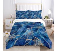 Juego de Funda edredón Mármol Líquido Dorado Acuarela Ropa de Cama Dormitorio Decoración Azul Morado Verde Oscuro Funda nórdica y Funda de Almohada (Estilo 3, 150x220 cm - Cama 90 cm)