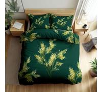 Juego de Funda Nórdica 135 x 200 cm Pintura China Pequeñas Flores Blancas Ramas Sauce, Verde Ultra Suave y Transpirable Anti-Alérgica Calidad de Hotel Funda Nórdica para Niñas Niños y Adolescentes