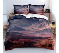 Juego de Funda Nórdica 135X200 con Estampado 3D de Desiertos Rojos para Hombre y Niño,Funda Nórdica de Montañas y Luna,2/3 Piezas,Juego de Cama de Microfibra de Fácil Cuidado Dream Universe