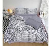 Juego De Funda Nórdica 3 Piezas Cama 105 Microfibra Extra Suave Transpirable, Flores Geométricas 1 Funda Edredón 180 X 220 Cm Y 2 Fundas De Almohada 50X75 Cm Cm, Diseño Mandala